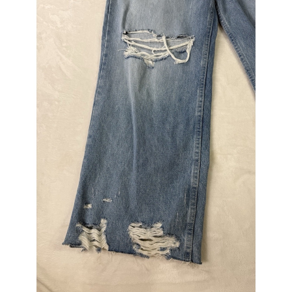 BDG Baggy Fit Jeans Mens 33x32 Light Fade Distressed Wide Leg Raw Edge - Picture 3 of 15